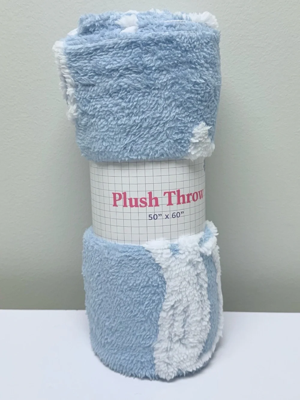 New! Blue & White Book-Print Plush Throw Blanket, 50”x60”